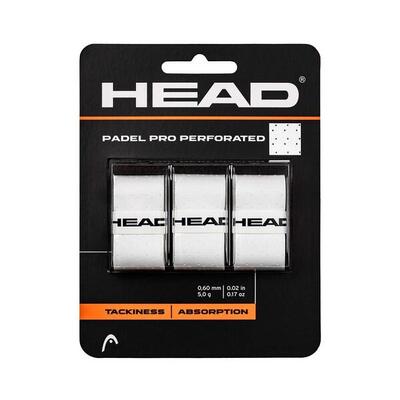 Blister 3 pcs. overgrip head padel pro perforated white