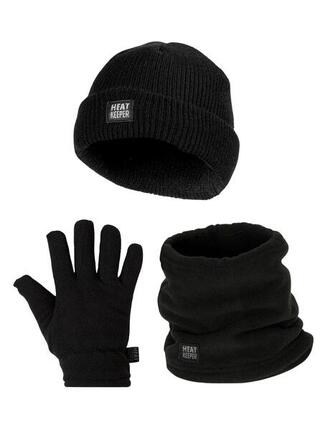 Heatkeeper Kinder Winter Set – Mütze + Nackenwärmer + Handschuhe – Schwarz