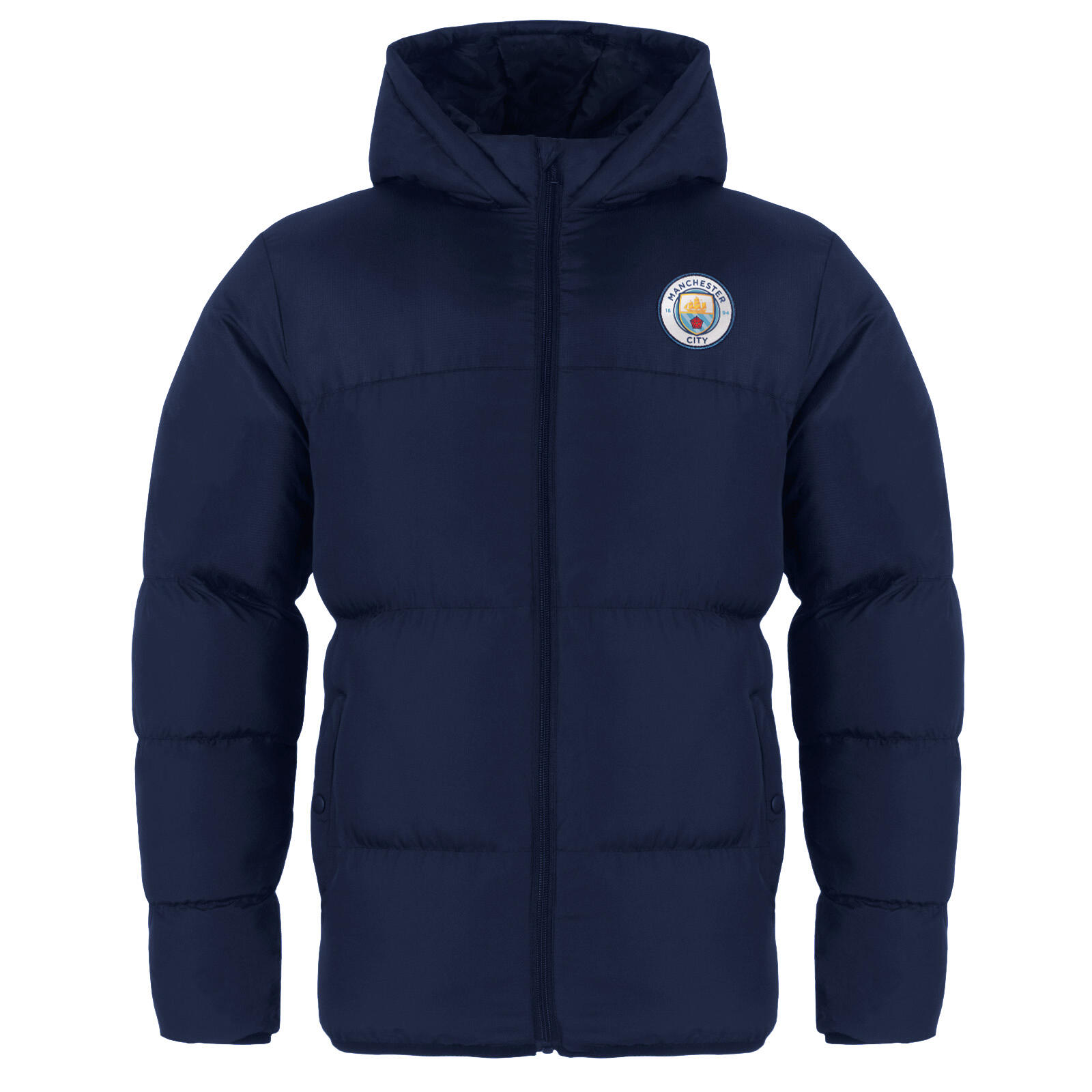 Manchester City Boys Jacket Hooded Winter Quilted Kids OFFICIAL