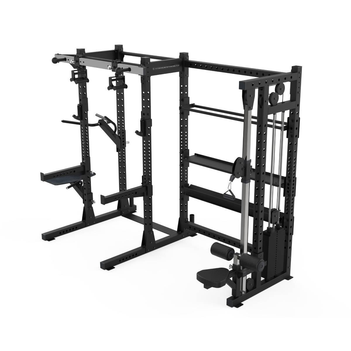 Half Rack con Pulley Regolabile (100 kg) e Ripiani di Stoccaggio 3/5