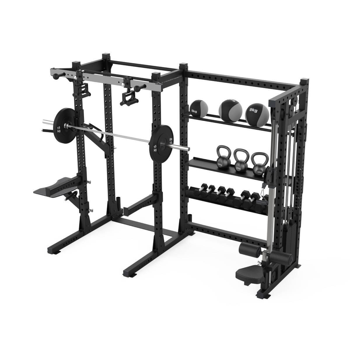 Half Rack con Pulley Regolabile (100 kg) e Ripiani di Stoccaggio 5/5