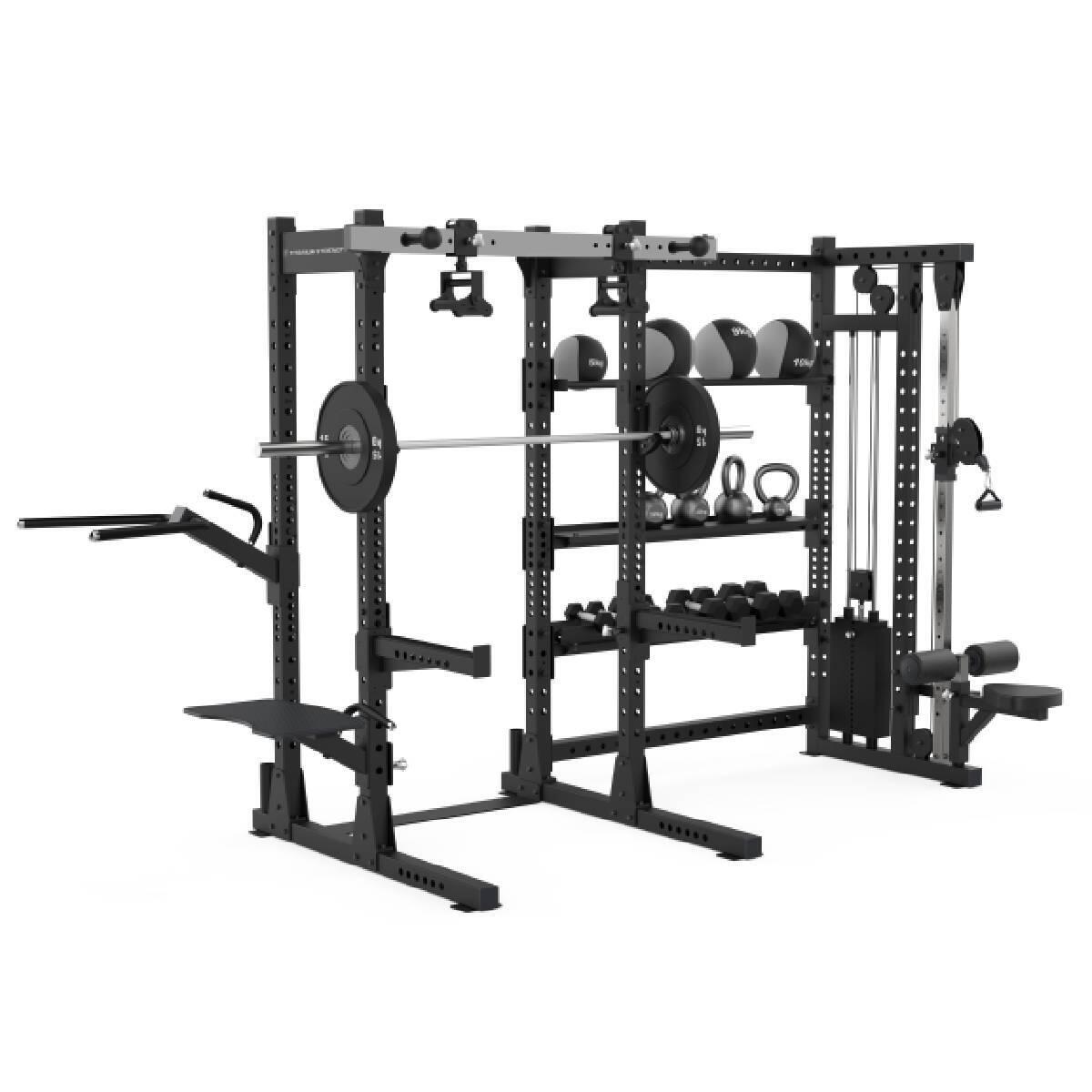 Half Rack con Pulley Regolabile (100 kg) e Ripiani di Stoccaggio 4/5