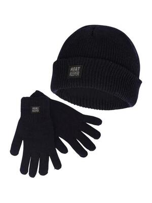 Heatkeeper heren winter set - muts + handschoenen - navy