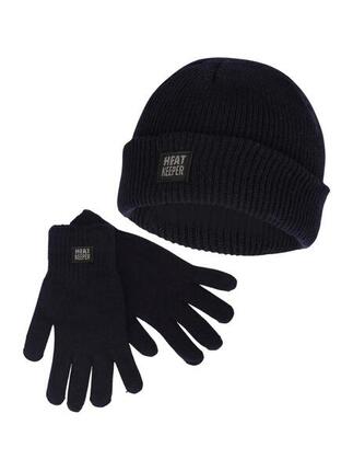 Heatkeeper Herren Winter Set - Mütze + Handschuhe Marineblau