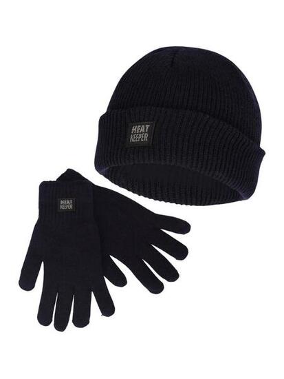 Heatkeeper Herren Winter Set - Mütze + Handschuhe Marineblau