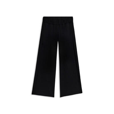 Pantaloni bambina wide leg in cotone con impunture