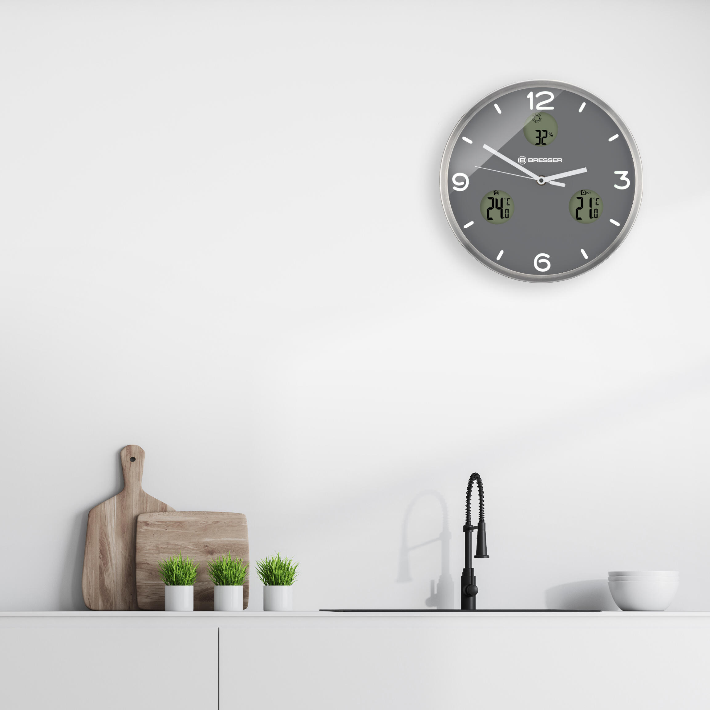 MyTime Io NX Horloge murale radio pilotée avec Mesure de Temperature et Humidit 4/6