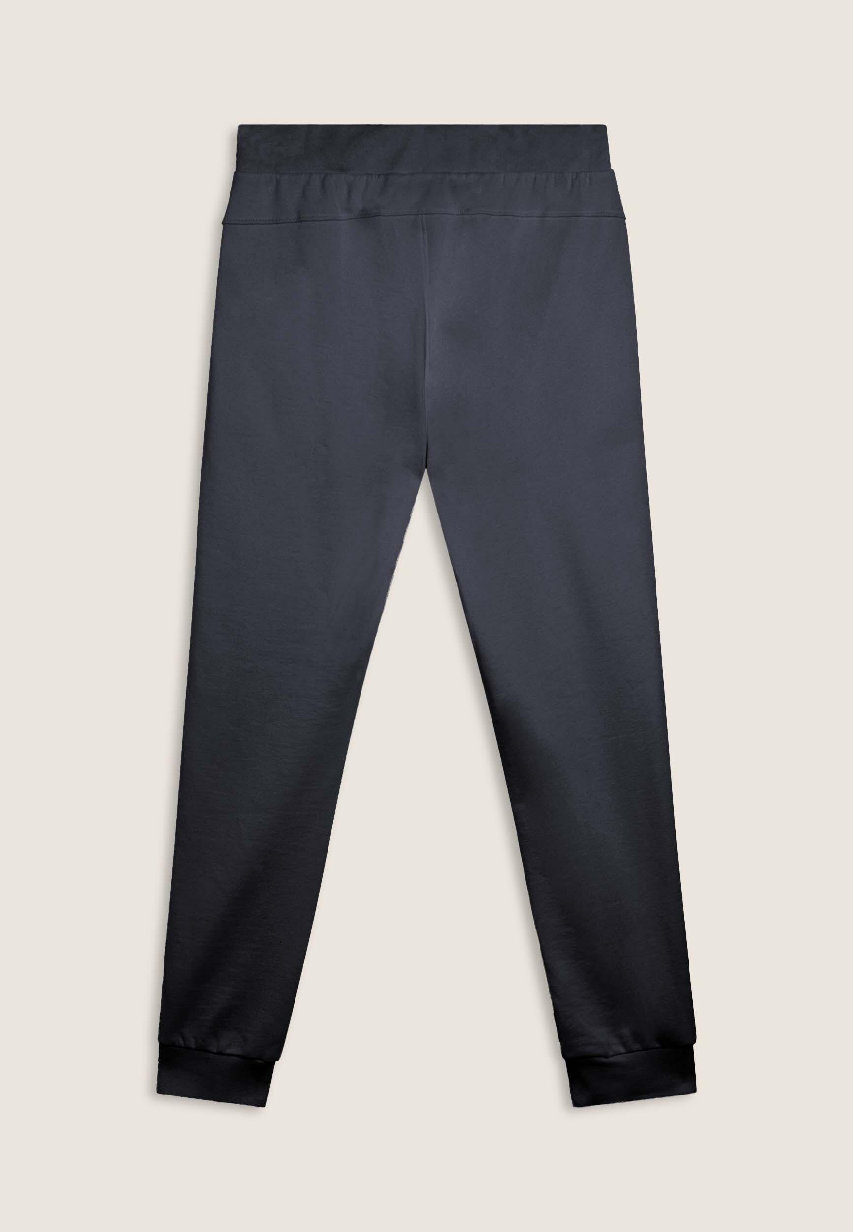 Pantaloni in felpa di cotone con fondo e vita in costina 2/3