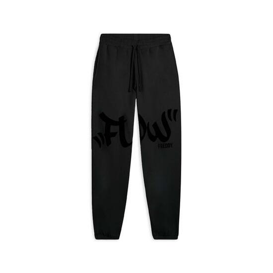 Pantalon en molleton avec imprimé « Flow » et bord froncé