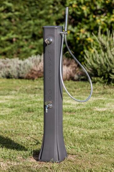 Schwarze Solardusche mit Fußbad 19 L