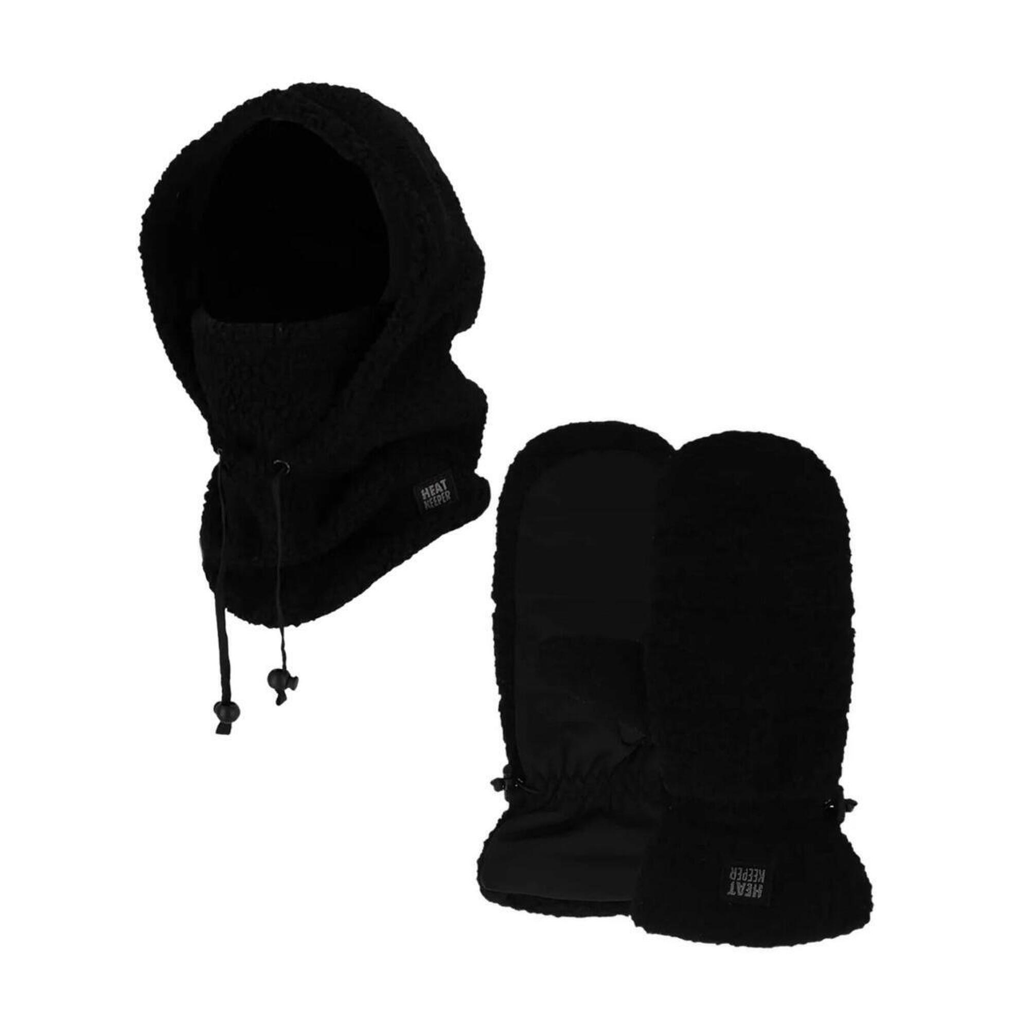 Heat Keeper - Ensemble Thermique Hiver Femme - Cagoule + Moufles - Teddy - Noir - Bonnet - Noir - No Size - Decathlon