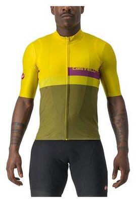 Maglia manica corta Castelli A Blocco Giallo/Khaki