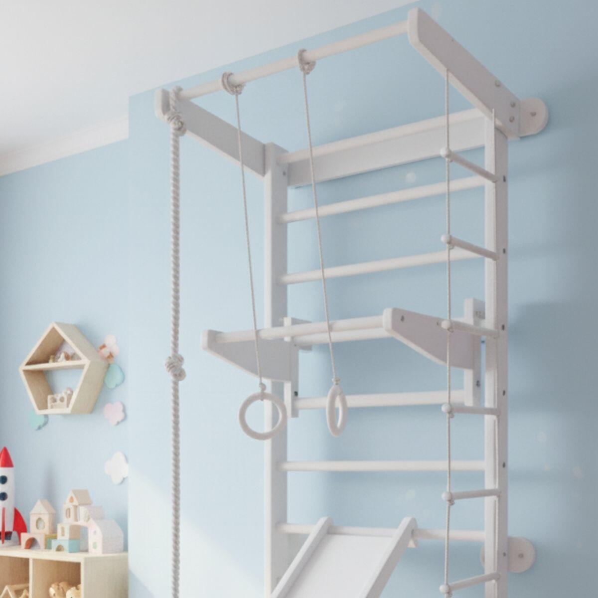 Enfant espalier de gymnastique aire de jeux intérieur avec toboggan Snow Blanc 3/7