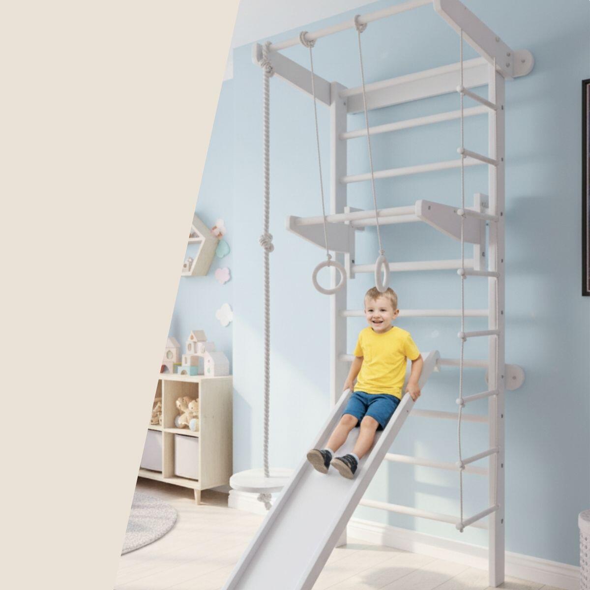 Enfant espalier de gymnastique aire de jeux intérieur avec toboggan Snow Blanc 2/7