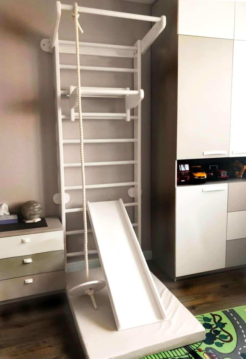 Enfant espalier de gymnastique aire de jeux intérieur avec toboggan Snow Blanc 6/7
