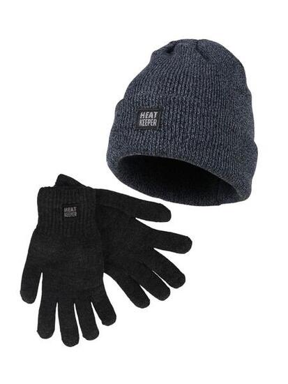 Heatkeeper Herren Winter Set - Mütze + Handschuhe Marineblau