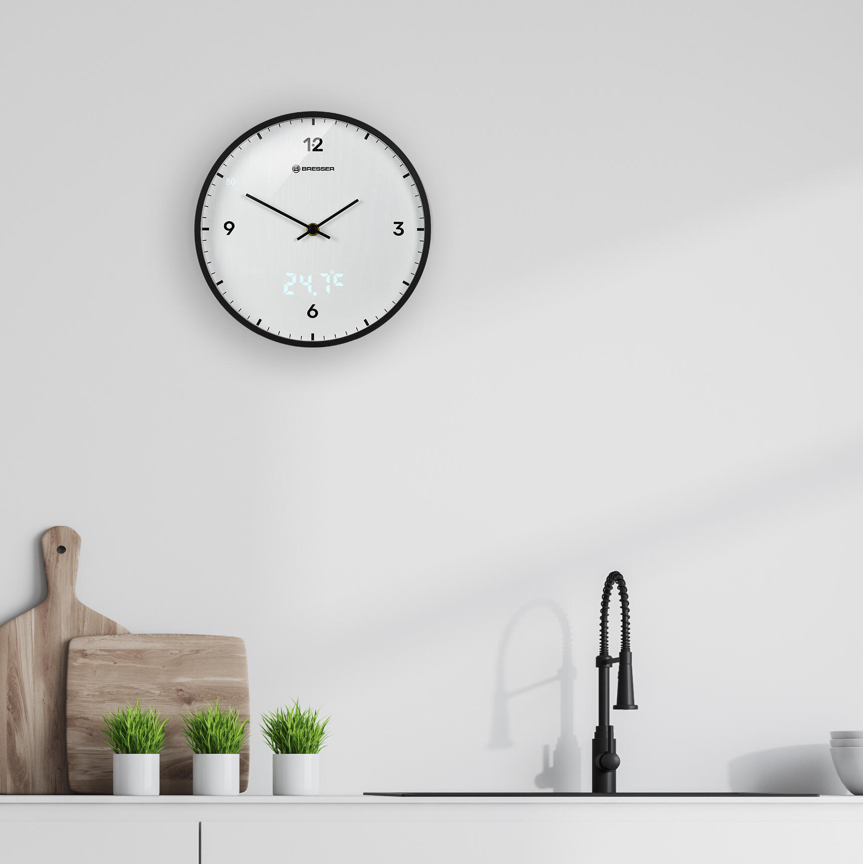 MyTime LEDsec Horloge murale 24 cm avec affichage de la température 4/6