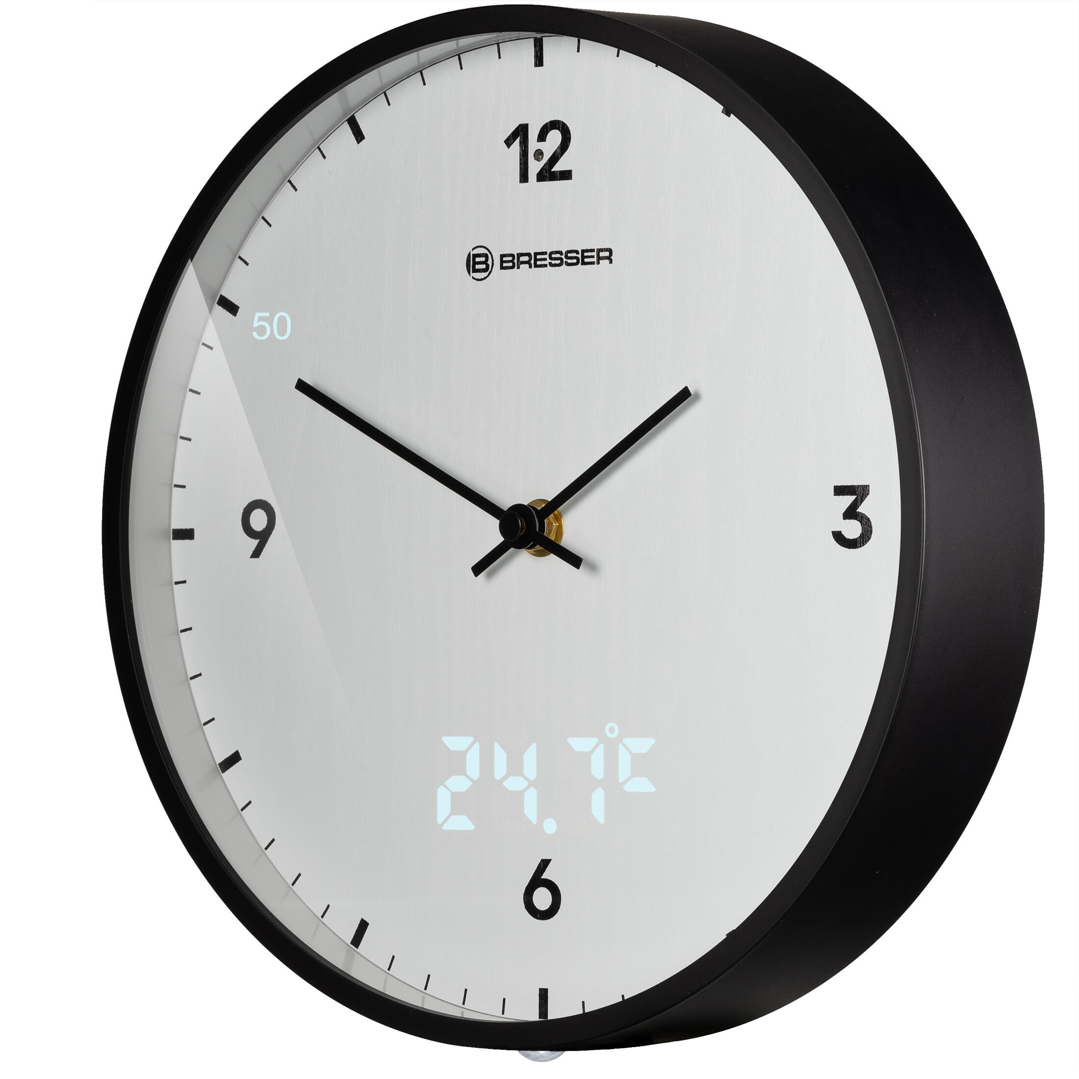 BRESSER Orologio da parete BRESSER MyTime LEDsec da 24 cm con indicazione della temperat