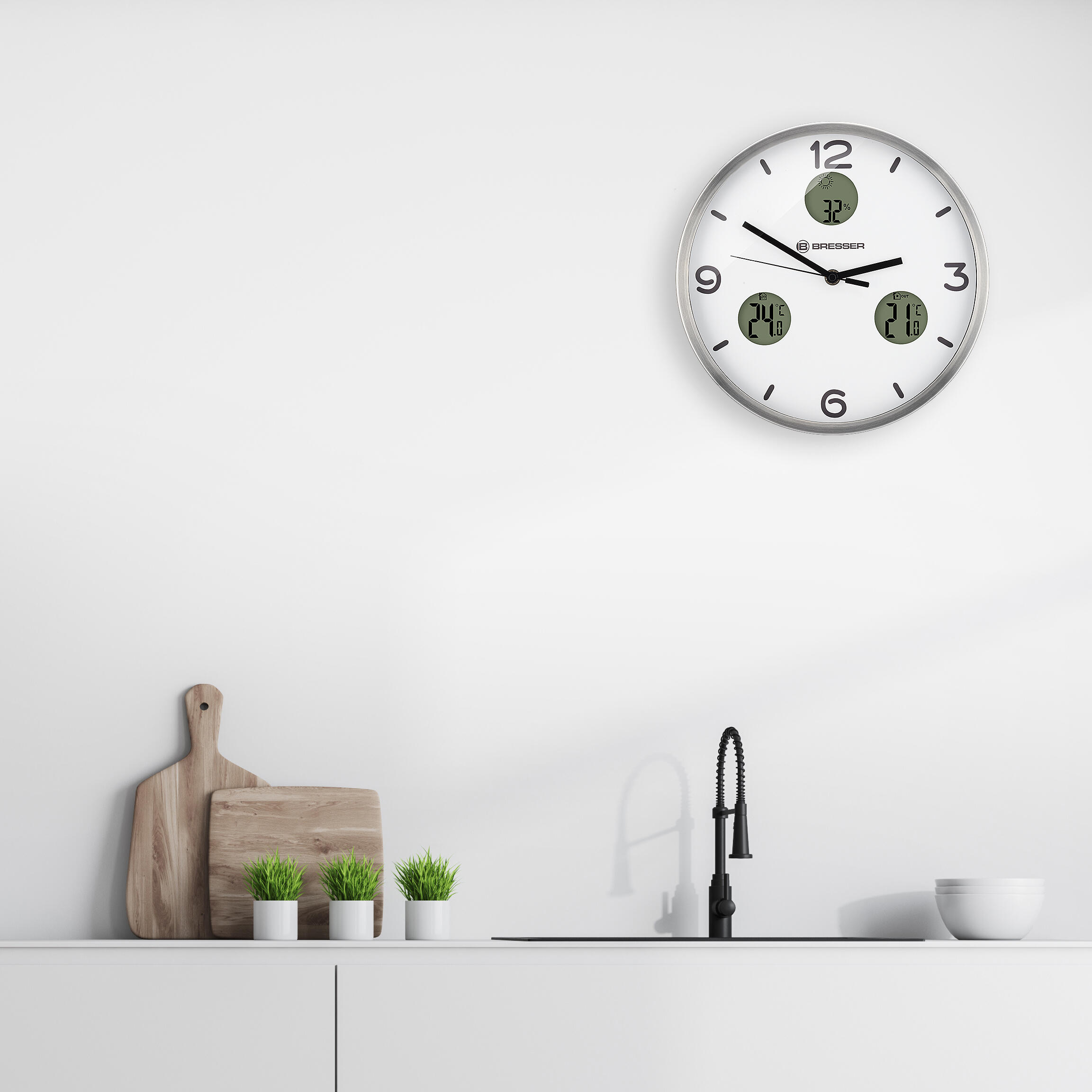 MyTime Io NX Horloge murale radio pilotée avec Mesure de Temperature et Humidit 4/6