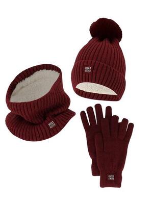 Dames winter thermo set - muts + handschoenen + nekwarmer - grey