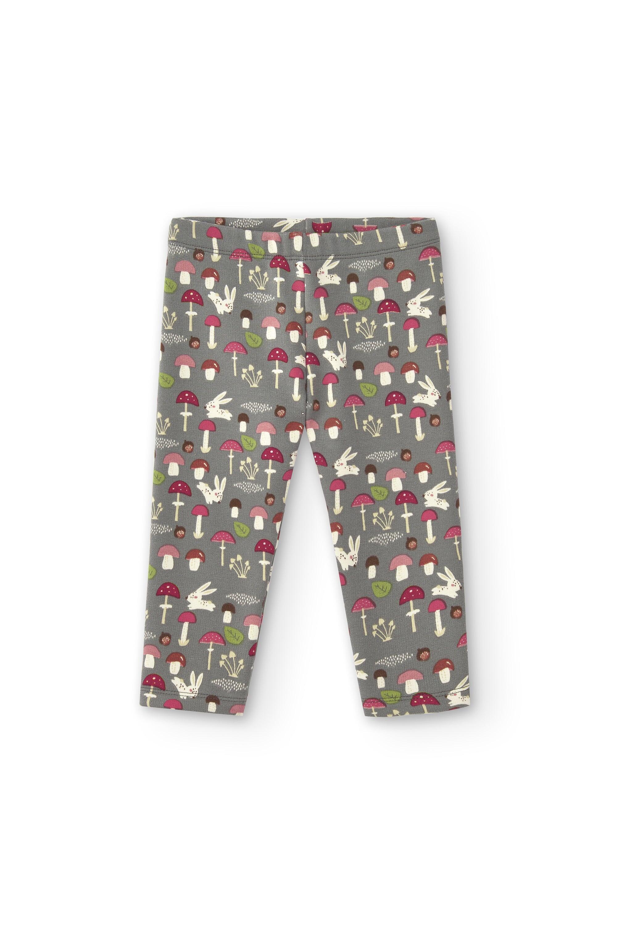 Legging niña gris con estampado de conejitos y setas 2/2