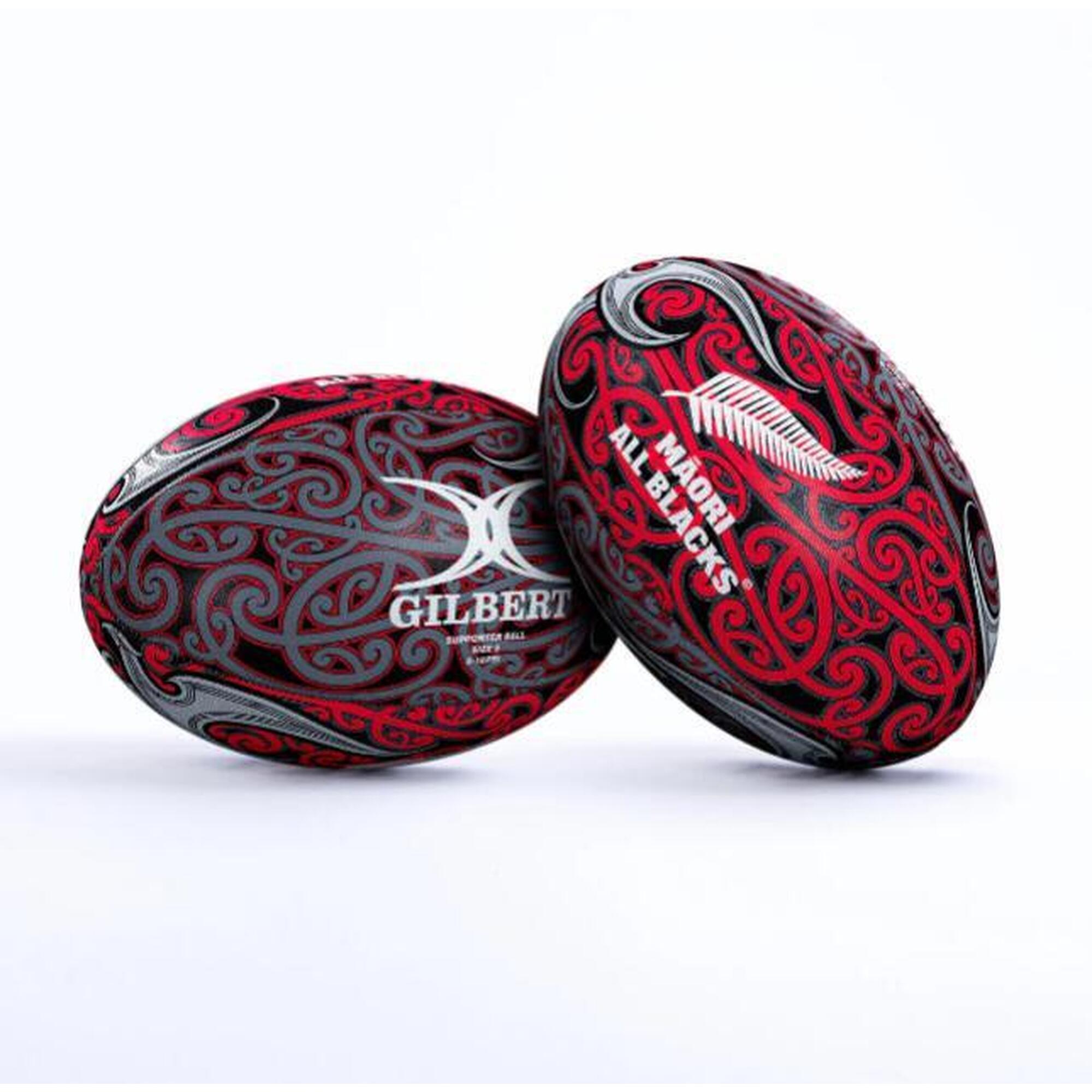 Gilbert - Ballon Gilbert Supporter All Blacks Māori Taille 5 - Ballon De Rugby - Gris|noir|rouge - Decathlon