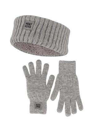 Dames winter thermo set - hoofband + handschoenen - grey
