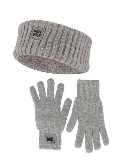Ensemble Thermique Hiver Femme – Bandeau + Gants – Gris