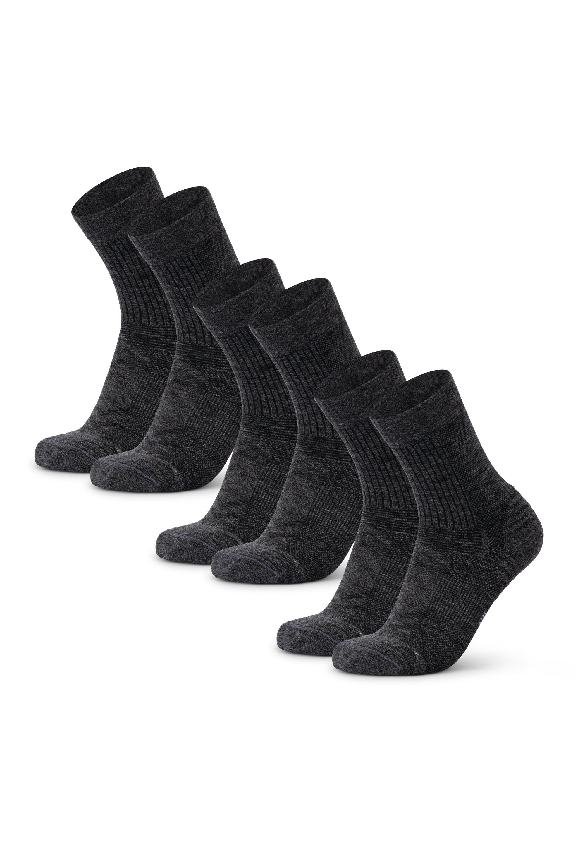 DANISH ENDURANCE Wandersocken 3er Pack Leicht Merinowolle Atmungsaktiv Warm