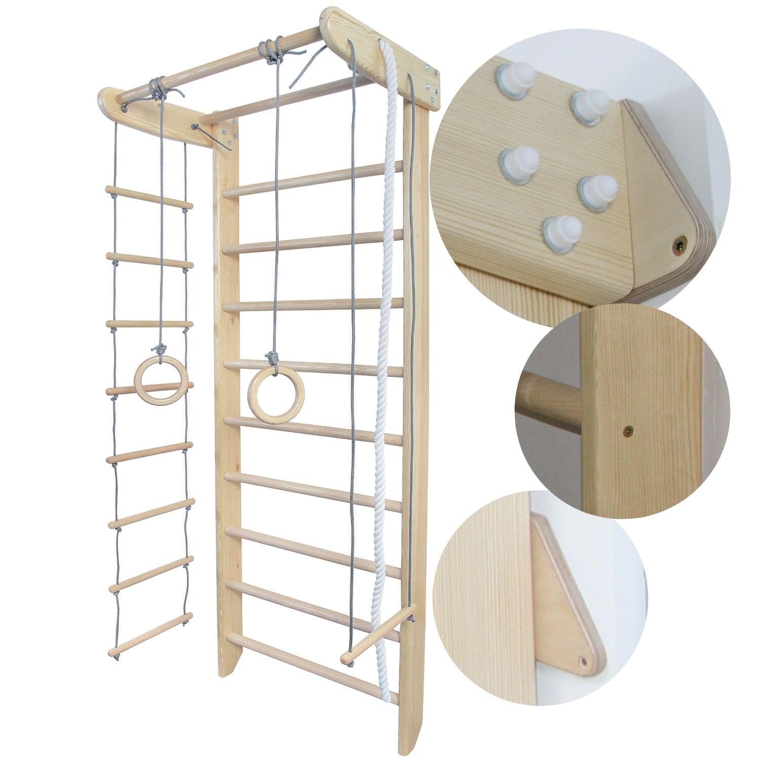Espaldera de madera Numi con barra de dominadas y accesorios 7/7