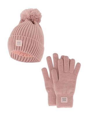 Dames winter thermo set - muts + handschoenen - beige