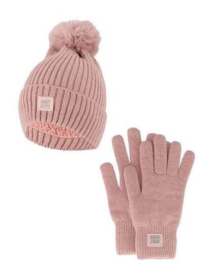 Dames Winter Thermo Set - Muts + Handschoenen - Roze