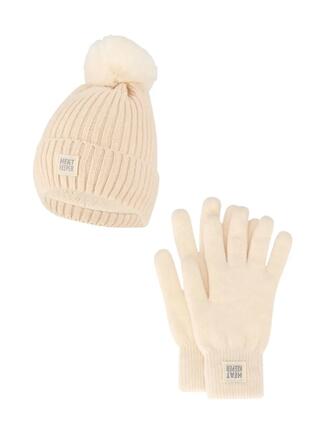 Heatkeeper Ensemble Hiver Femme - Bonnet + Gants Beige