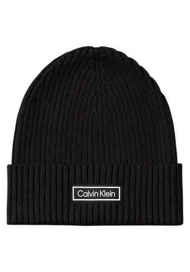 Mütze Calvin Klein Modell Chunky Rib Cotton Farbe Schwarz