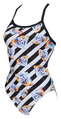 Arena Damen Badeanzug Crazy Diamonds Challenge Back Weiß/Schwarz