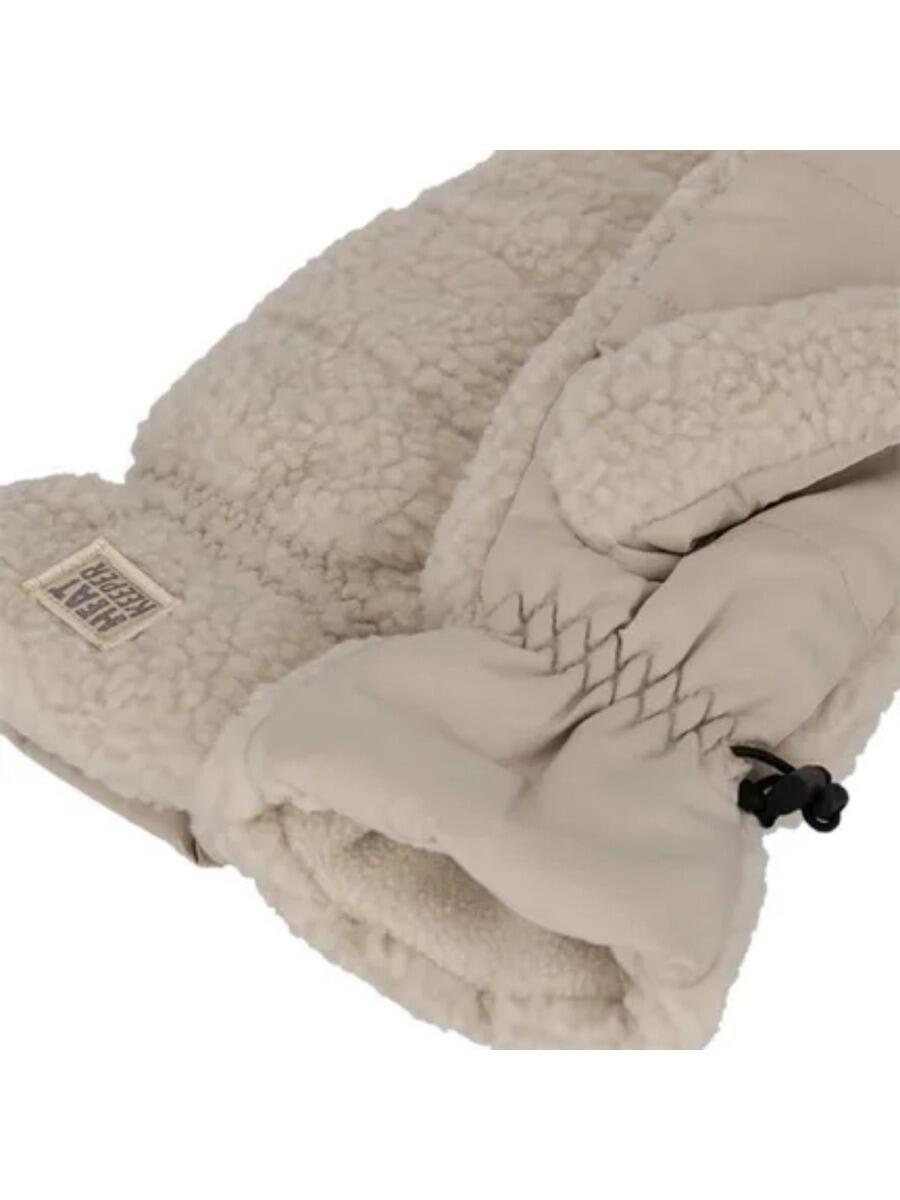 Ensemble Hiver Femme Heatkeeper - Cagoule + Moufles - Teddy - Blanc Cassé 2/5