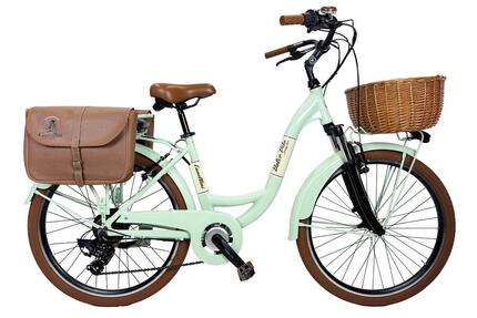 E-bike VENERE vélo de ville Dolce Vita avec sacs et panier - gris