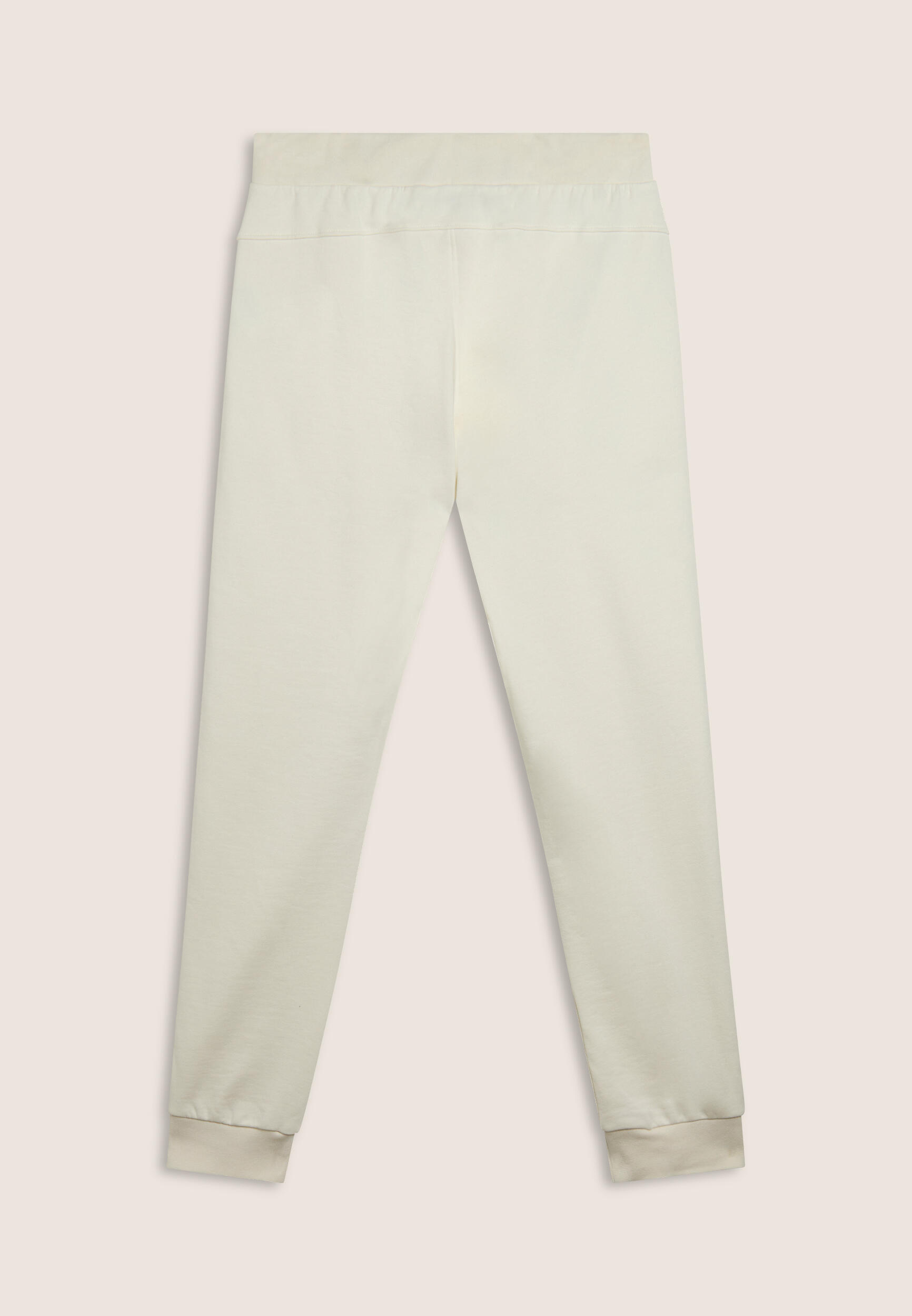 Pantaloni in felpa di cotone con fondo e vita in costina 2/3