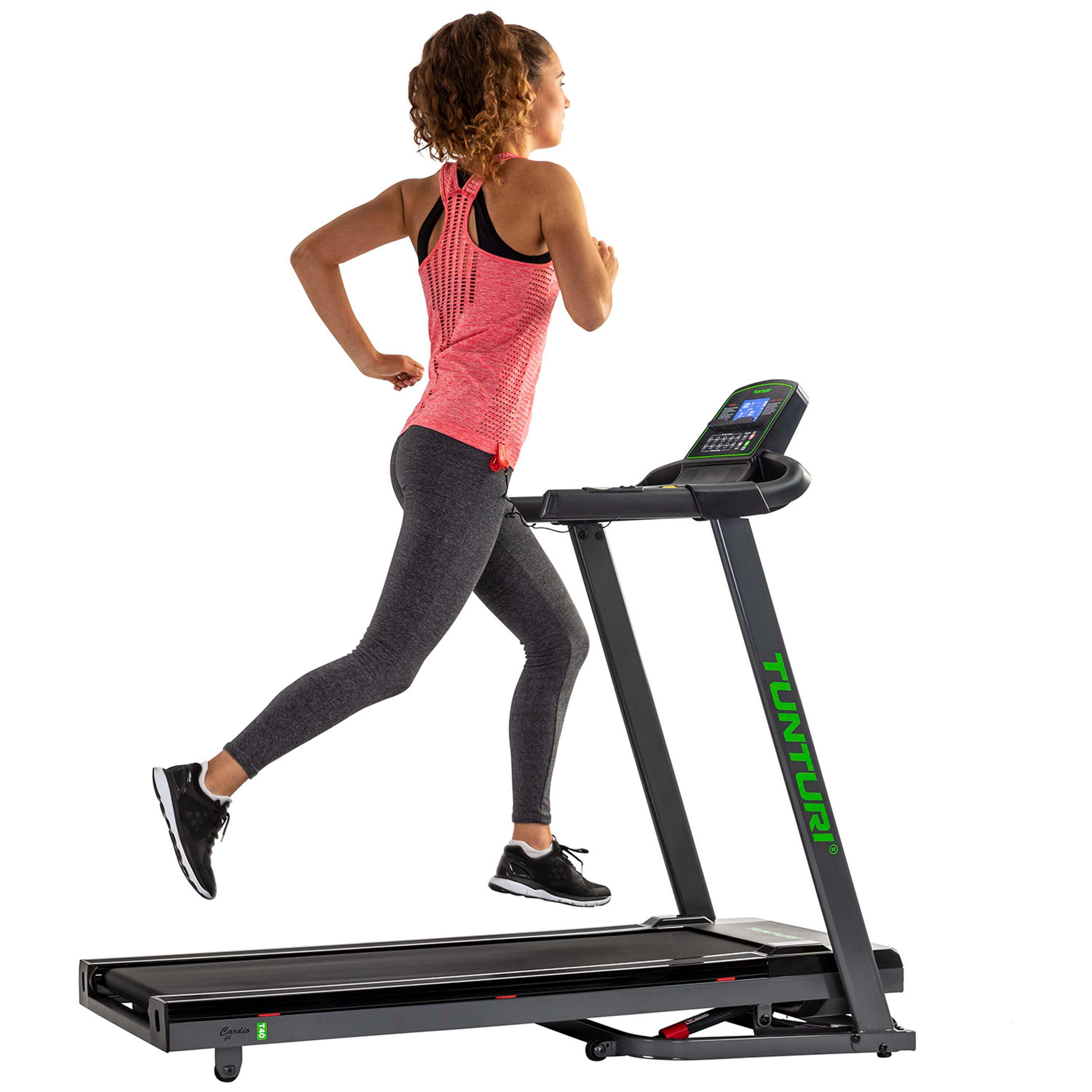 Tunturi - Tapis De Course - Pliable - Bluetooth - Courez Jusqu'à 16 Km/h - Cardio Fit T40 - Tapis De Course - Noir|vert - No Size - Decathlon