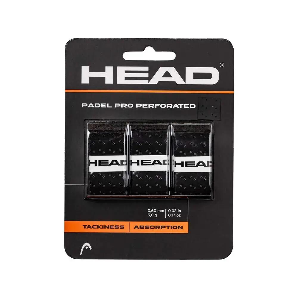 Blister 3 Pcs. Overgrip Head Padel Pro Perforated Black