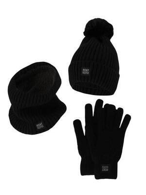 Dames winter thermo set - muts + handschoenen + nekwarmer - grey