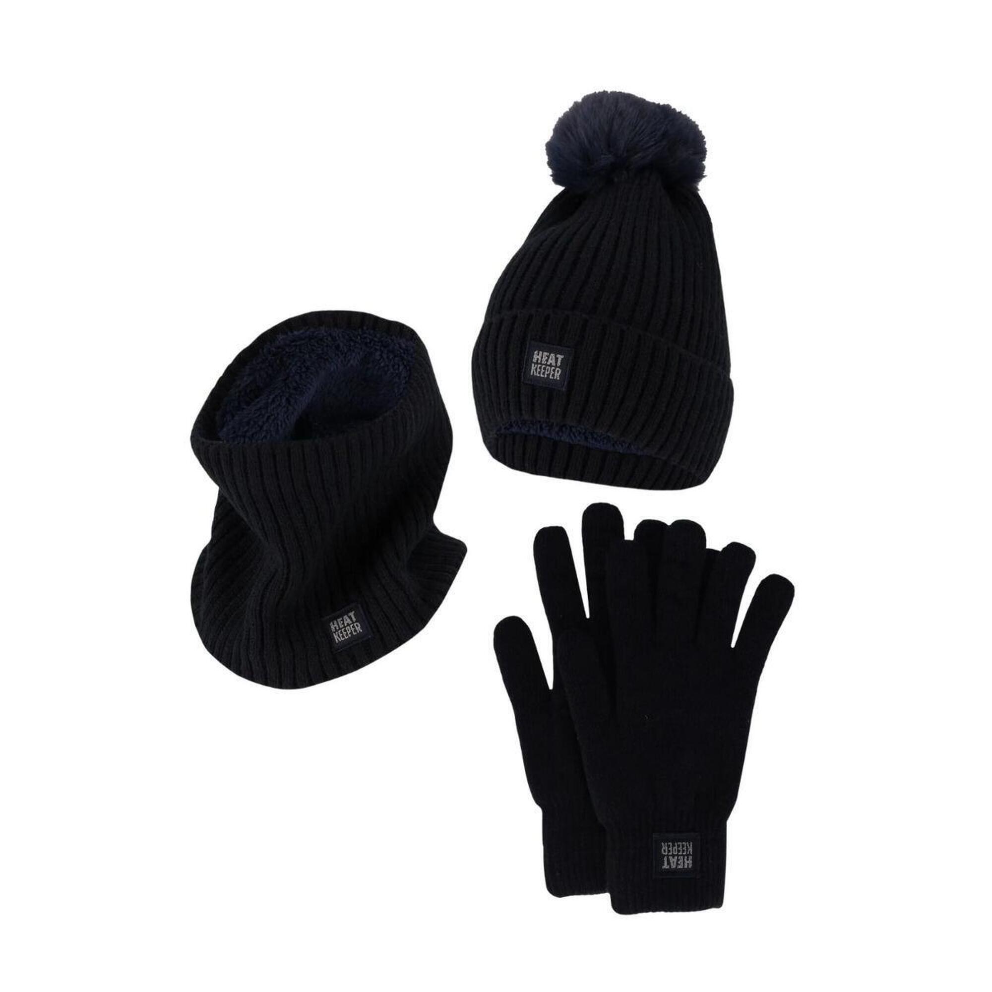 Heat Keeper - Ensemble Thermique Hiver Femme - Bonnet + Gants + Tour De Cou - Bleu Marine - Bonnet - Bleu - No Size - Decathlon