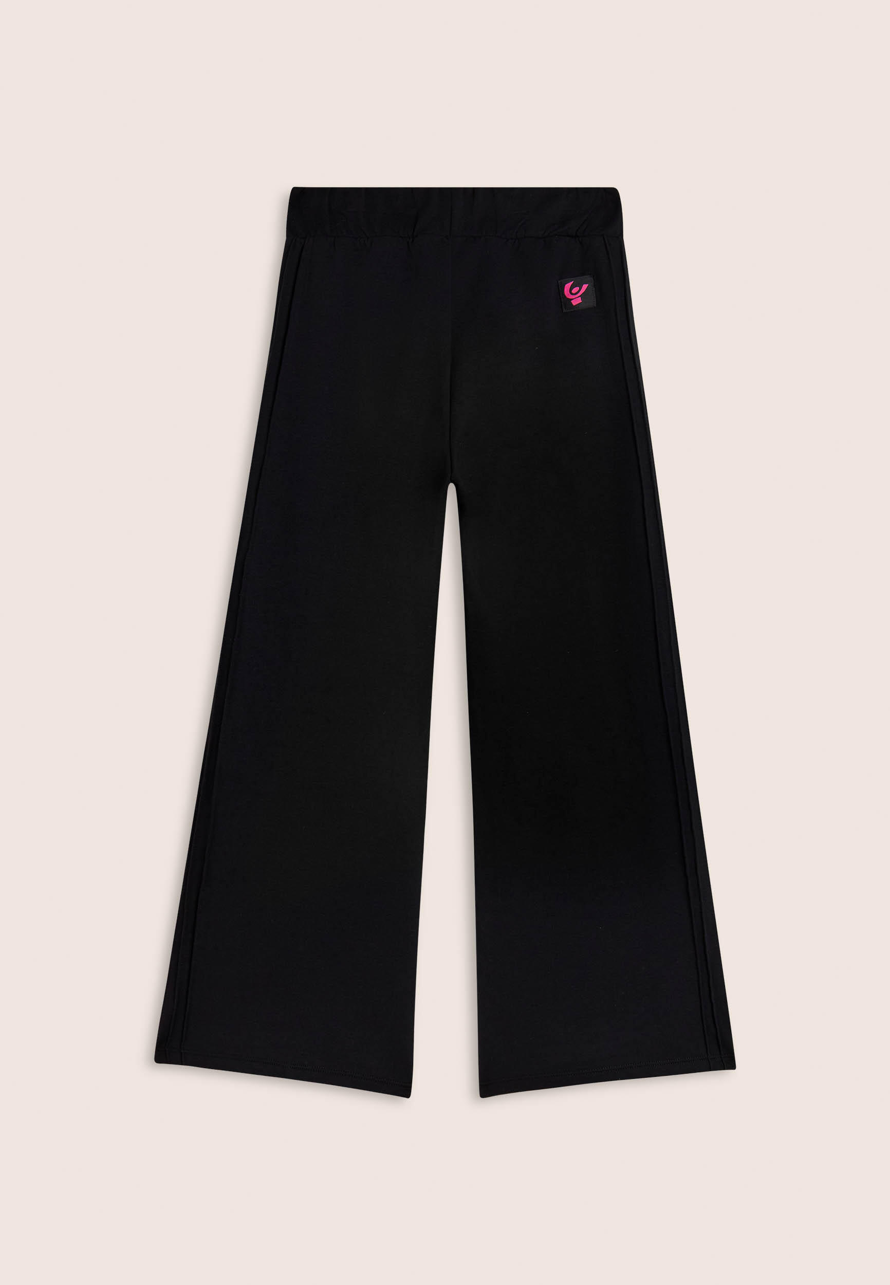 Pantaloni bambina wide leg in cotone con impunture 2/3