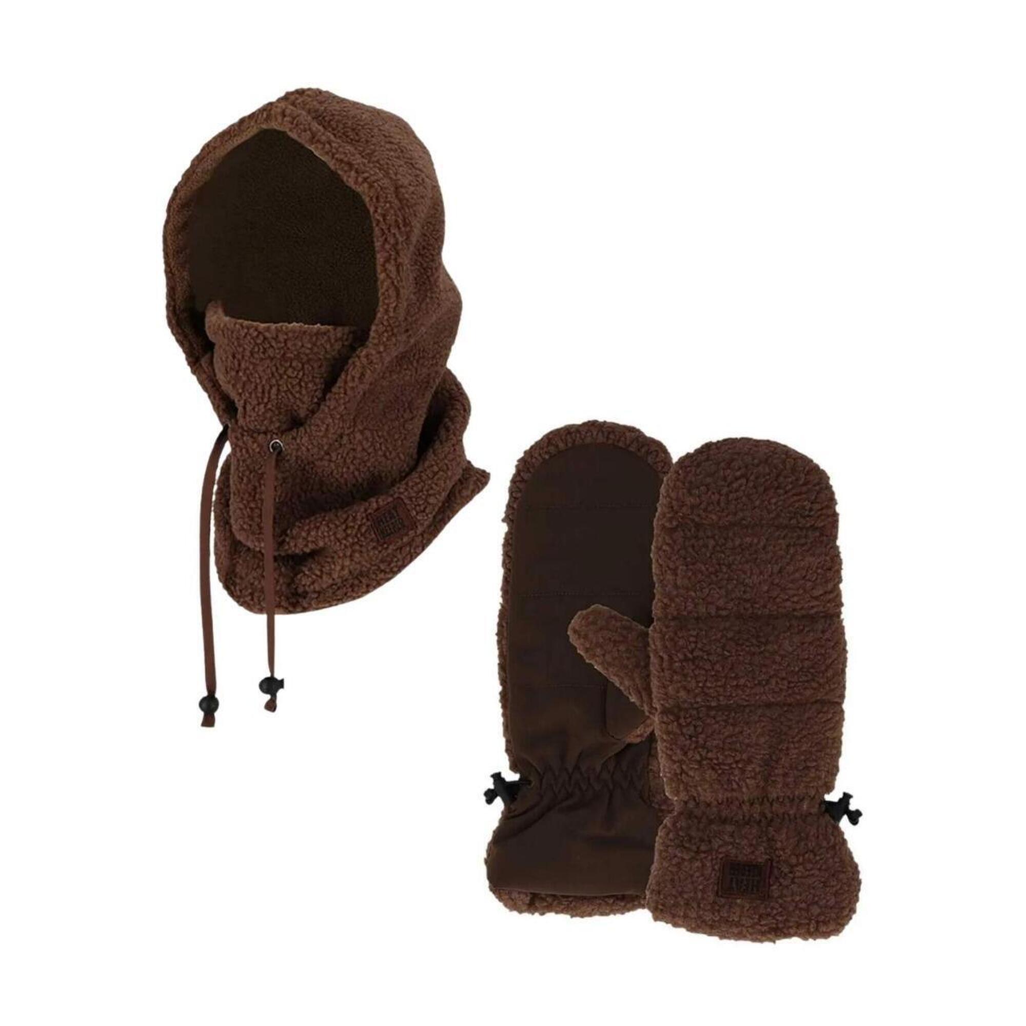 Heat Keeper - Ensemble Thermique Hiver Femme - Cagoule + Moufles - Teddy - Taupe - Bonnet - Marron - No Size - Decathlon