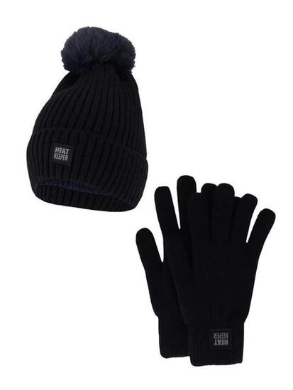 Ensemble Thermique Hiver Femme - Bonnet + Gants - Bleu Marine