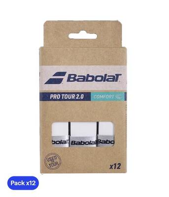 Presa eccessiva Babolat Pro Tour 2.0 Comfort Bianco (Confezione x12)