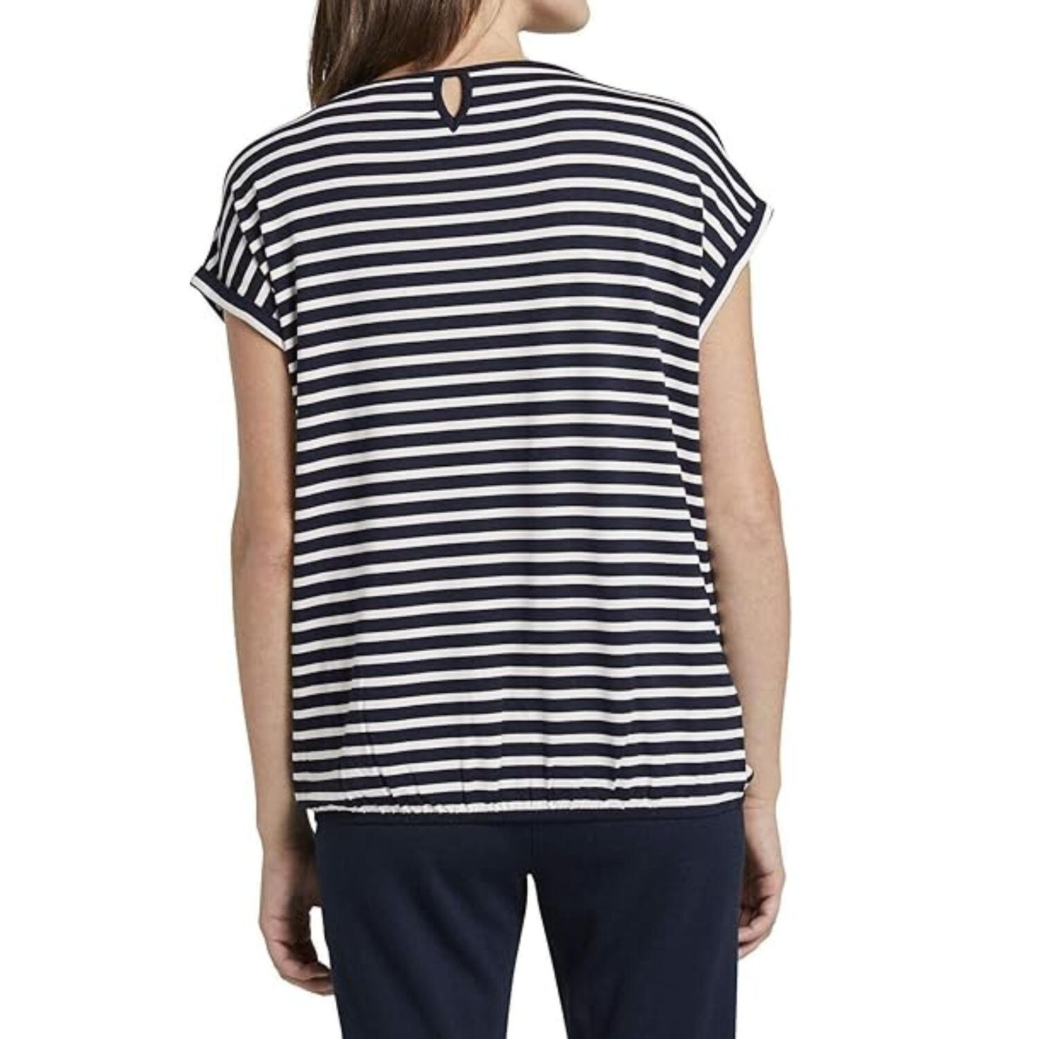 Tom Tailor - Chemise de tourisme rayée à col ras du cou pour femmes 3/6