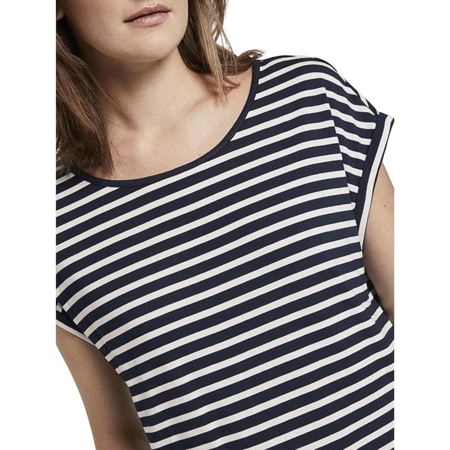 Tom Tailor - Chemise de tourisme rayée à col ras du cou pour femmes 4/6