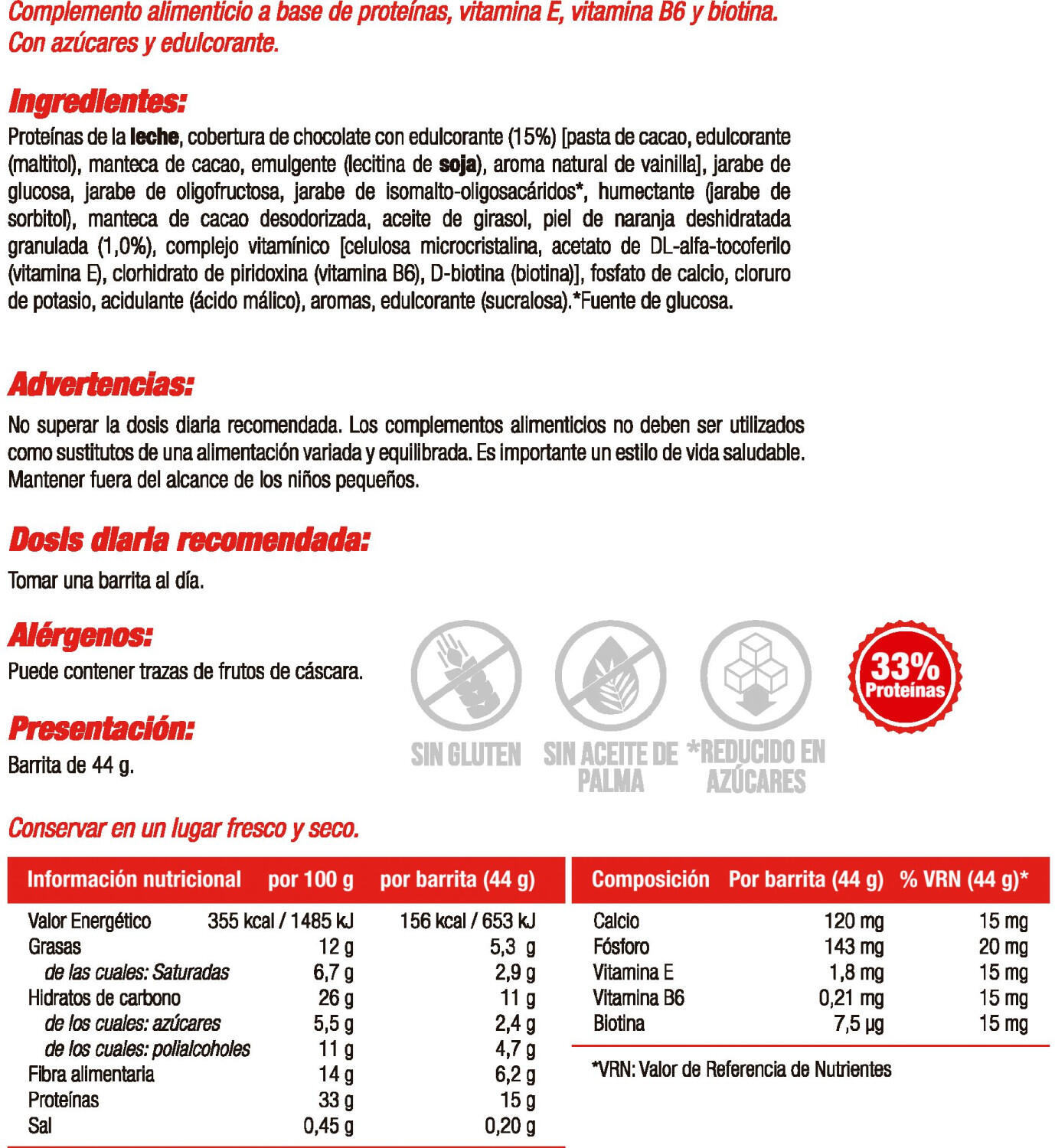 Protein bar - 44g Chocolate preto e laranja da Nutrisport 3/4