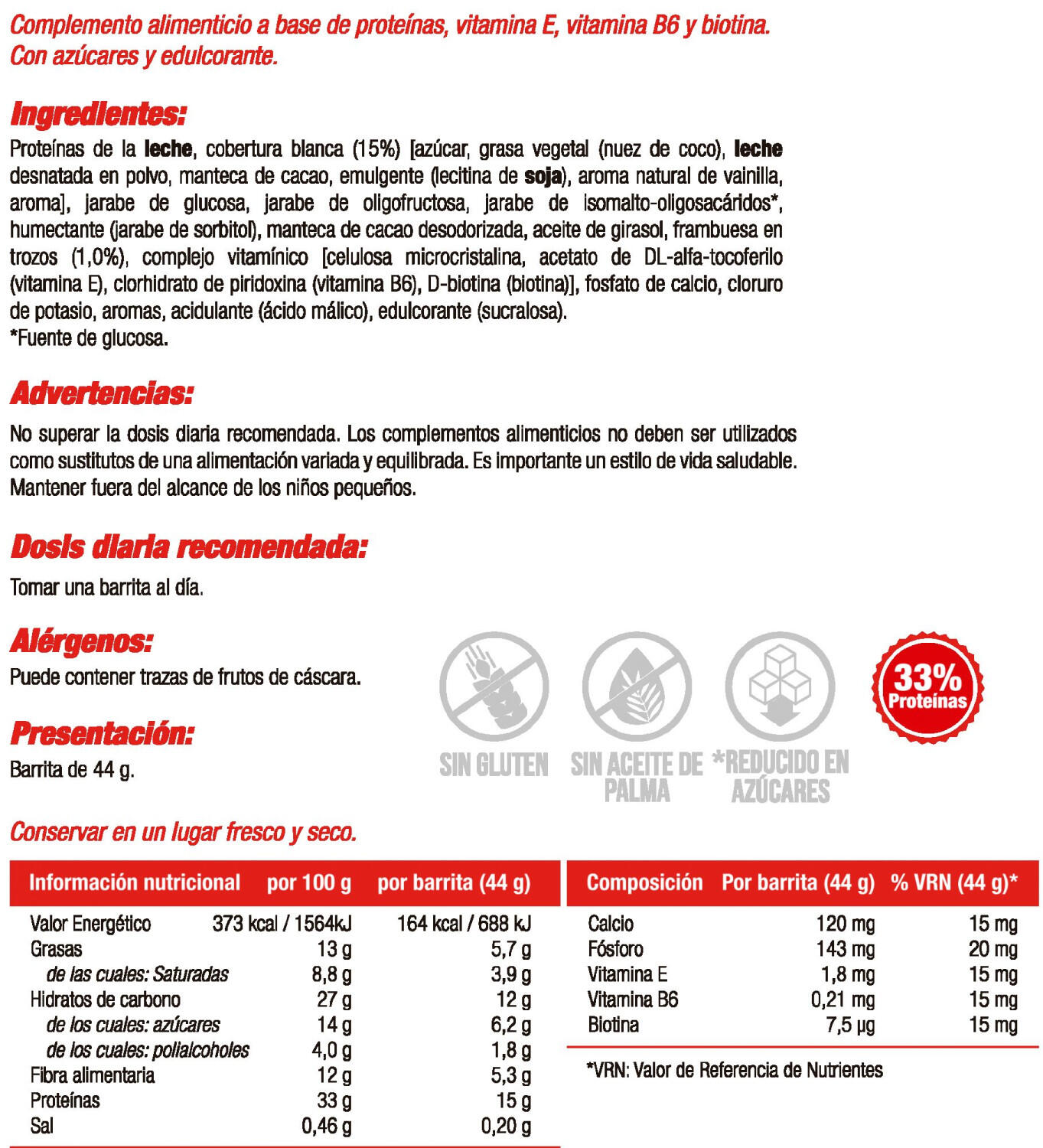 Nutrisport - Barrita Proteica 1 barrita x 46 gr -  Sabor: Frutos rojos 3/4